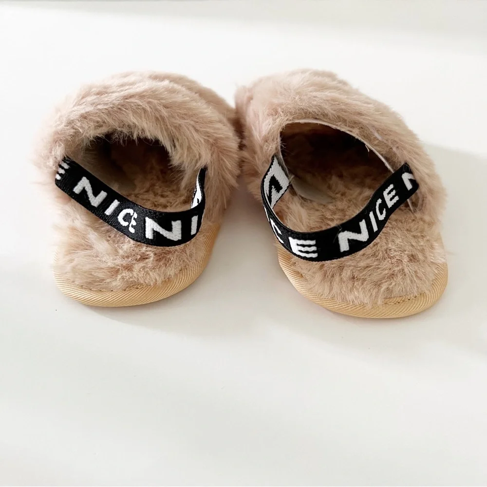 Baby Girl Faux Fur Slippers-Size 5